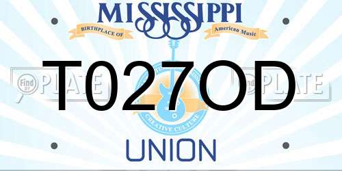 T027OD Mississippi License Plate