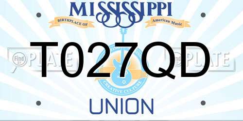 T027QD Mississippi License Plate