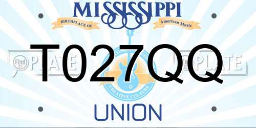 T027QQ Mississippi License Plate