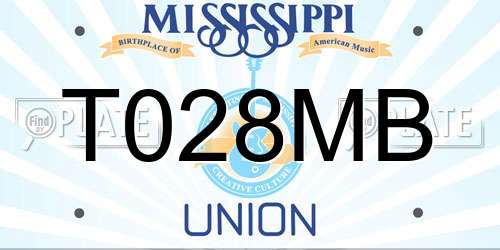 T028MB Mississippi License Plate
