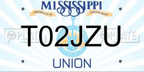 T02JZU Mississippi License Plate