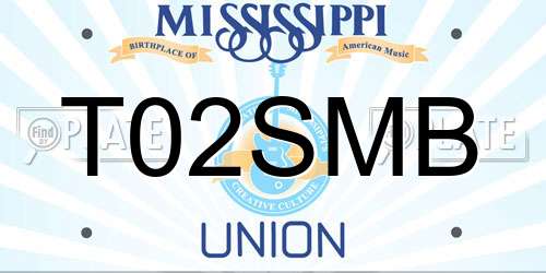 T02SMB Mississippi License Plate