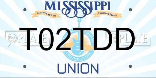 T02TDD Mississippi License Plate