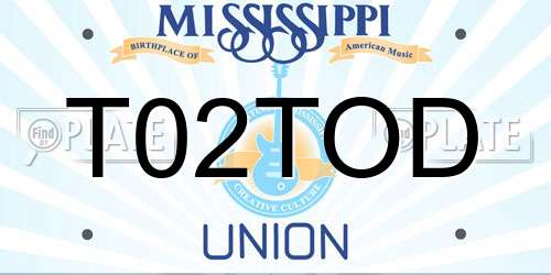 T02TOD Mississippi License Plate