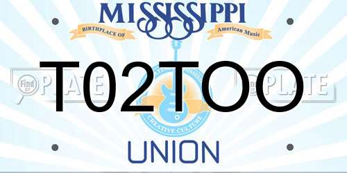 T02TOO Mississippi License Plate