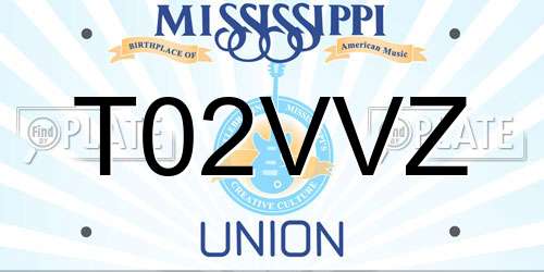 T02VVZ Mississippi License Plate