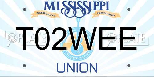 T02WEE Mississippi License Plate
