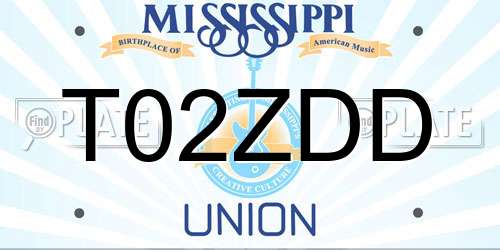 T02ZDD Mississippi License Plate