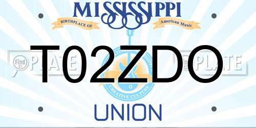 T02ZDO Mississippi License Plate