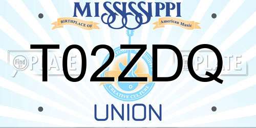 T02ZDQ Mississippi License Plate