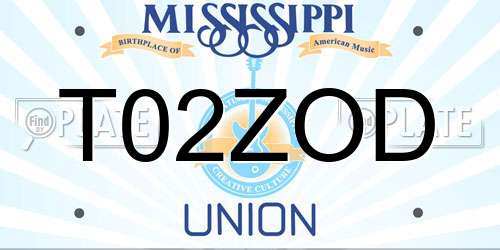 T02ZOD Mississippi License Plate