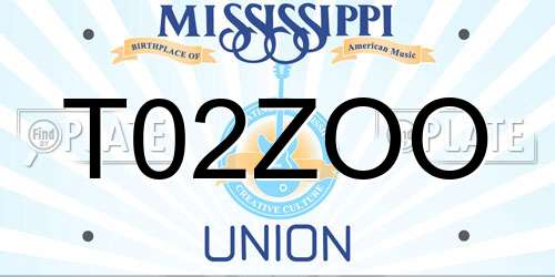 T02ZOO Mississippi License Plate
