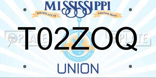 T02ZOQ Mississippi License Plate