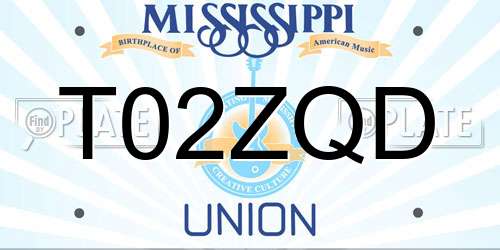 T02ZQD Mississippi License Plate