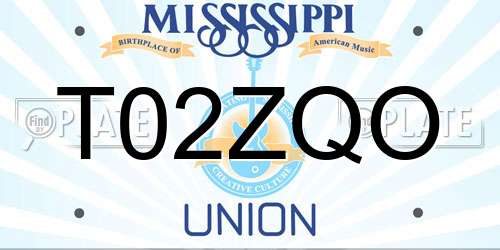 T02ZQO Mississippi License Plate