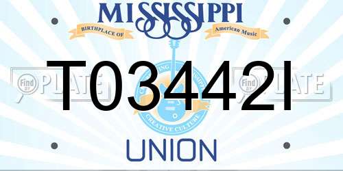 T03442I Mississippi License Plate