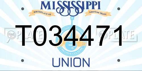 T034471 Mississippi License Plate