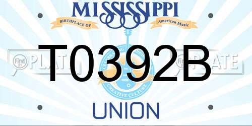 T0392B Mississippi License Plate