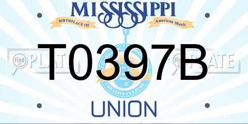 T0397B Mississippi License Plate