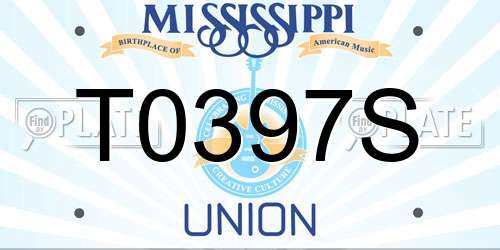 T0397S Mississippi License Plate