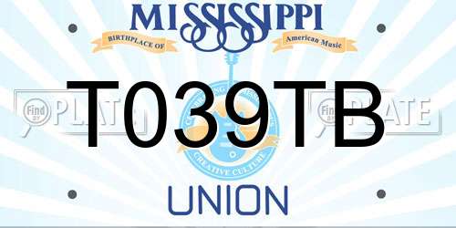 T039TB Mississippi License Plate