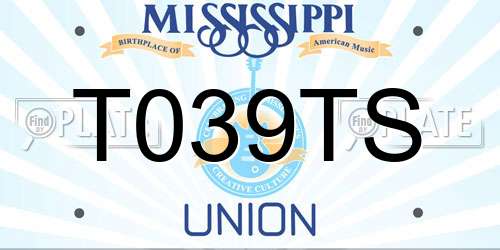 T039TS Mississippi License Plate