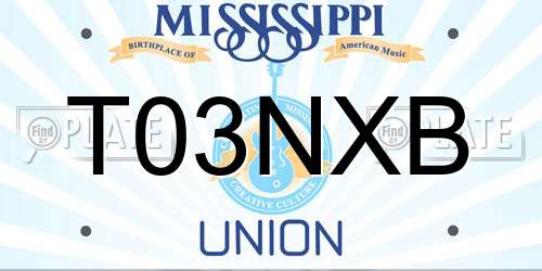 T03NXB Mississippi License Plate