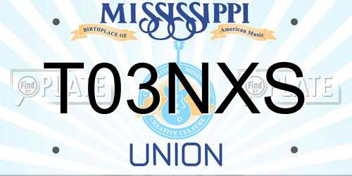 T03NXS Mississippi License Plate