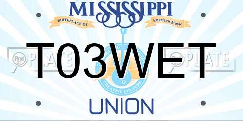 T03WET Mississippi License Plate