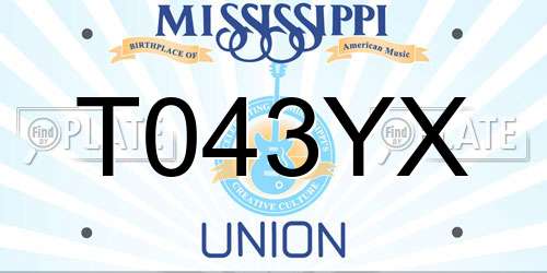 T043YX Mississippi License Plate