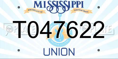 T047622 Mississippi License Plate