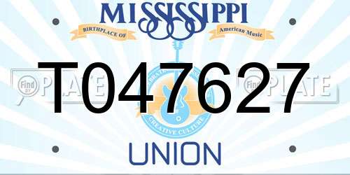 T047627 Mississippi License Plate