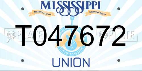 T047672 Mississippi License Plate