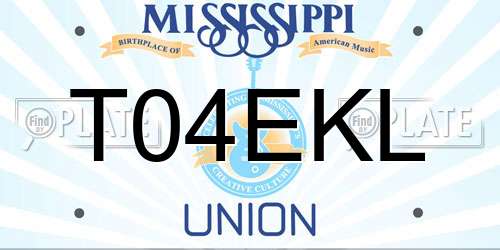 T04EKL Mississippi License Plate