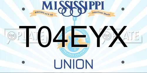 T04EYX Mississippi License Plate