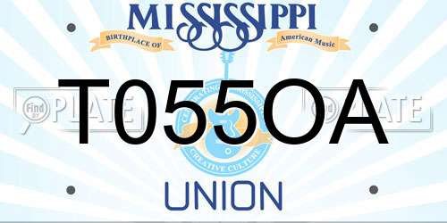T055OA Mississippi License Plate