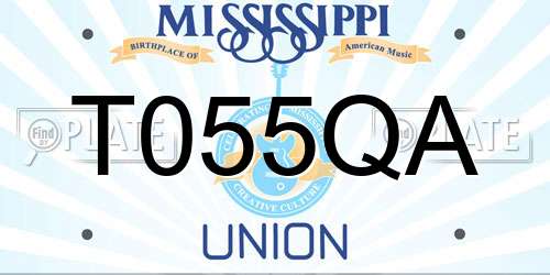 T055QA Mississippi License Plate