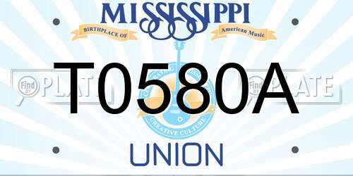 T0580A Mississippi License Plate