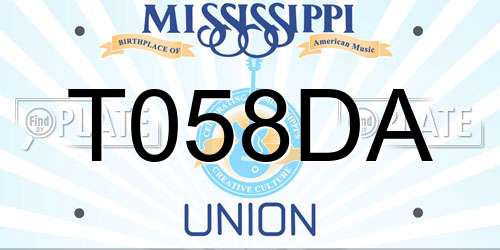 T058DA Mississippi License Plate