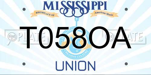 T058OA Mississippi License Plate