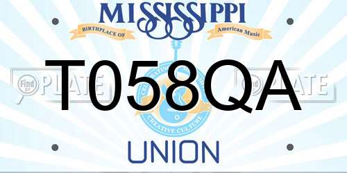 T058QA Mississippi License Plate