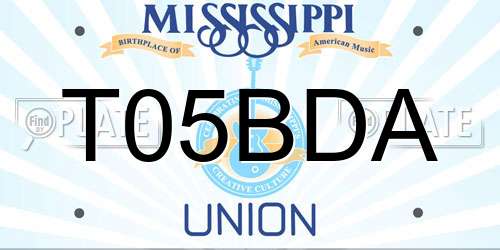 T05BDA Mississippi License Plate