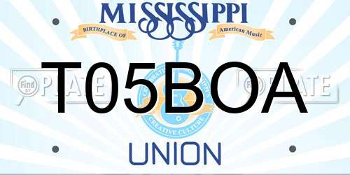 T05BOA Mississippi License Plate