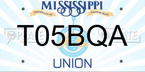 T05BQA Mississippi License Plate
