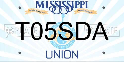 T05SDA Mississippi License Plate