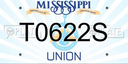 T0622S Mississippi License Plate