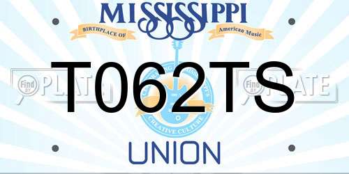 T062TS Mississippi License Plate