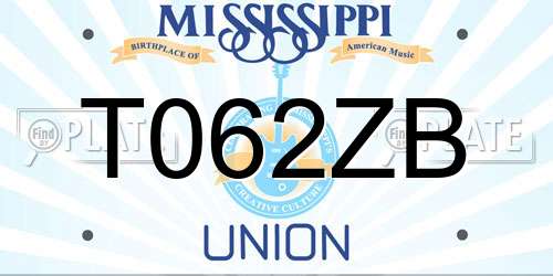 T062ZB Mississippi License Plate