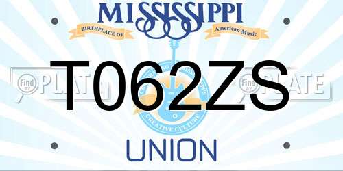 T062ZS Mississippi License Plate