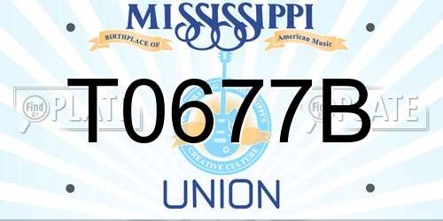 T0677B Mississippi License Plate